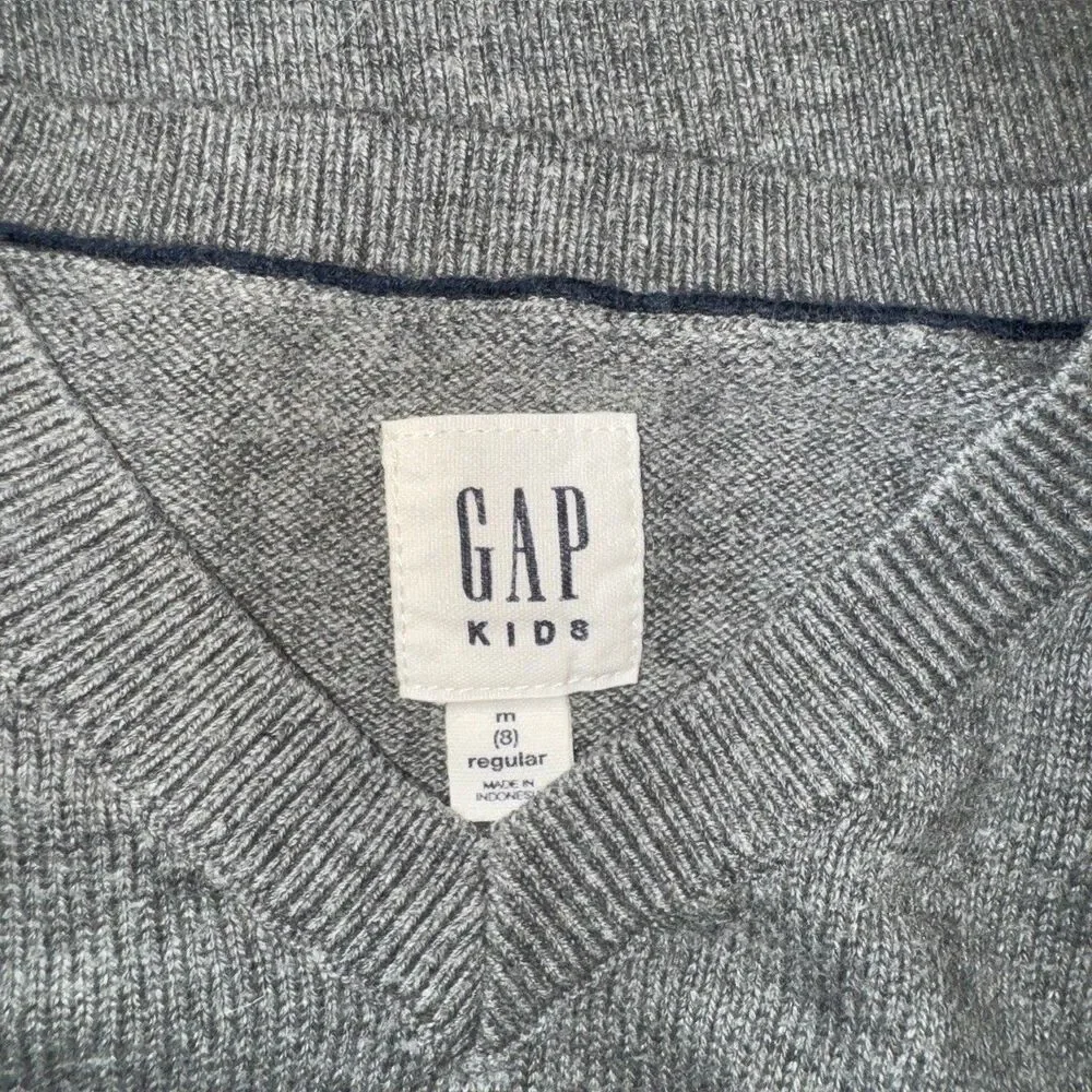 GAP Boys Gray Sweater Medium 8 Pullover Preppy Formal Party Knit Fall School